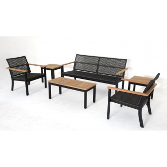 Royal Teak Naples Side Table Charcoal Aluminum and Rope