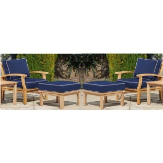 Tortuga Outdoor 4Pc Teak Chair & Ottoman-Navy