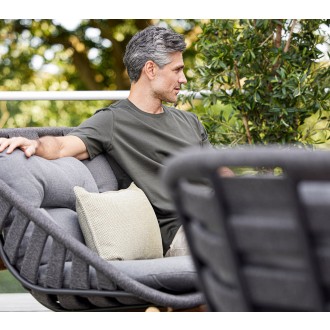 Cane-Line Strington Lounge Chair W/Teak Frame, Incl. Grey Cane-line AirTouch Cushions, Cane-Line Soft Rope