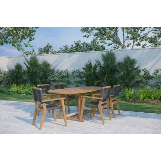 Hi Teak Furniture Damien Teak Outdoor Stacking Armchair - Lifestyle