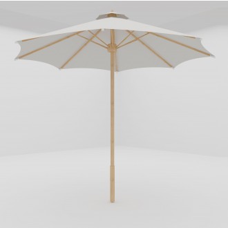 Hi Teak Furniture Marche 118" Diameter Teak Outdoor Umbrella in White - Angled