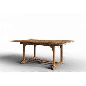 Hi Teak Furniture Belmont Rectangular Teak Outdoor Dining Table with Built-In Extension - Angled 