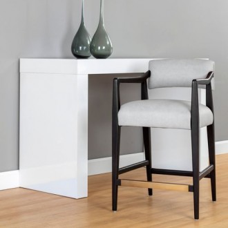 Sunpan Keagan Counter Stool in Saloon Light Grey Leather - Lifestyle