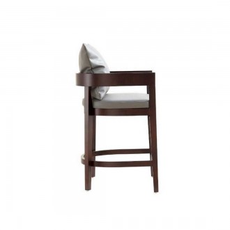 Manhattan Comfort Ritz 34 in. Grey and Dark Walnut Beech Wood Counter Height Bar Stool Side