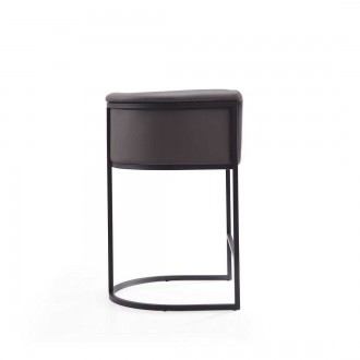 Manhattan Comfort Cosmopolitan 33.8 in. Grey and Black Metal Counter Height Bar Stool Side