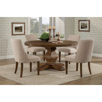 Alpine Furniture Kensington Round Solid Pine Dining Table in Walnut  - Lifestyle