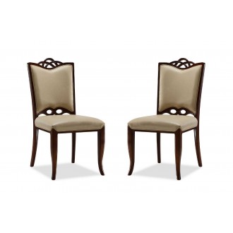 Manhattan Comfort Regent Cream and Walnut Faux Leather Dining Chair (Set of Two)