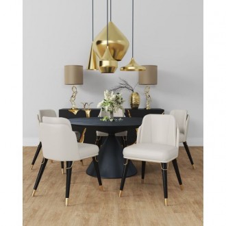 Manhattan Comfort Estelle Black Faux Leather Dining Chair