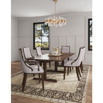 Manhattan Comfort Grand Faux Leather 6-Piece Dining ArmChairs in Light Grey