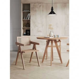 Manhattan Comfort Hamlet Dining Arm Chair in Nature Cane Set