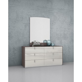 Whiteline Modern Living Berlin Dresser In High Gloss Chestnut Grey - Lifestyle