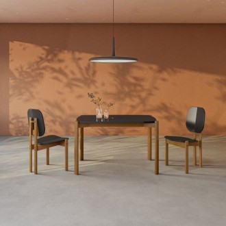 Manhattan Comfort Mid-Century Modern Gales 47.24 Dining Table with Solid Wood Legs in Matte Black Set