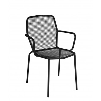 Avalon Stacking Armchair - E-coated, Powder Coated Micro-Mesh Steel - Black