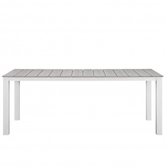 Modway Maine 80" Outdoor Patio Dining Table in White Light Gray - Front Angle