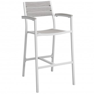 Modway Maine Outdoor Patio Bar Stool in White Light Gray - Front Side Angle