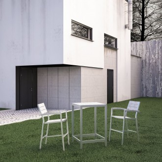 Modway Maine 3 Piece Outdoor Patio Dining Set in White Light Gray - Lifestyle