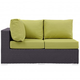 Modway Convene Outdoor Patio Left Arm Loveseat in Espresso Peridot  - Front Angle