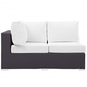 Modway Convene Outdoor Patio Left Arm Loveseat - Espresso White - Front Angle