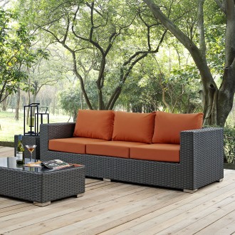 Modway Sojourn Outdoor Patio Sunbrella® Sofa - Canvas Tuscan - Lifestyle