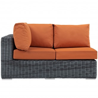 Modway Summon Outdoor Patio Sunbrella® Left Arm Loveseat - Canvas Tuscan - Front Angle