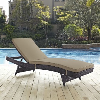 Modway Convene Outdoor Patio Chaise in Espresso Mocha - Lifestyle
