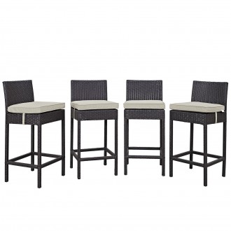 Modway Convene 4 Piece Outdoor Patio Pub Set - Espresso Beige - Set in Front Side Angle