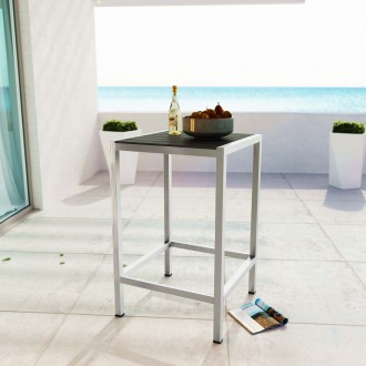 Modway Shore Outdoor Patio Aluminum Bar Table - Silver Gray - Lifestyle