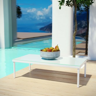 Modway Harmony Outdoor Patio Aluminum Coffee Table - White - Lifestyle