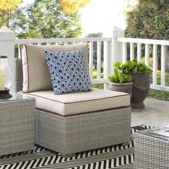 Modway Repose Outdoor Patio Armless Chair in Light Gray Beige - Lifestyle