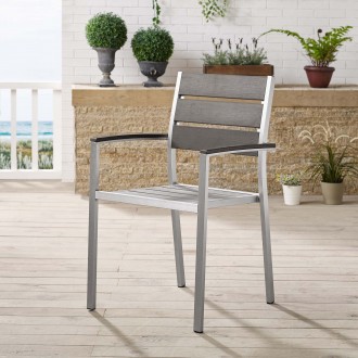 Modway Shore Outdoor Patio Aluminum Dining Armchair - Silver Gray - Lifestyle