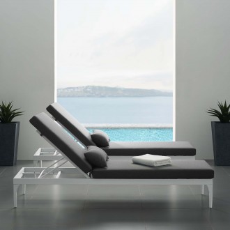 Modway Perspective Cushion Outdoor Patio Chaise Lounge Chair in White Charcoal - Lifestyle