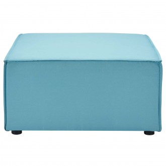 Modway Saybrook Outdoor Patio Upholstered Sectional Sofa Ottoman in Turquoise - Front Angle