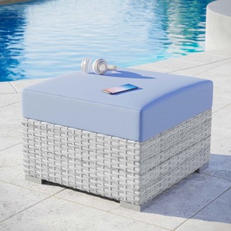 Modway Convene Outdoor Patio Ottoman - Light Gray Light Blue - Lifestyle