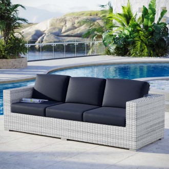 Modway Convene Outdoor Patio Sofa in Light Gray Navy - Lifestyle