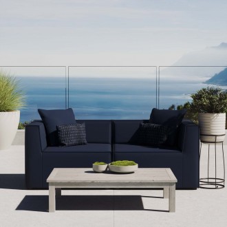 Modway Saybrook Outdoor Patio Upholstered 2-Piece Sectional Sofa Loveseat - Navy - Lifesttyle