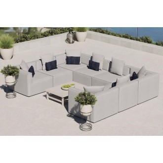 Modway Saybrook Outdoor Patio Upholstered 8-Piece Sectional Sofa - Gray - Lifestyle