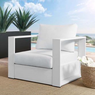 Modway Tahoe Outdoor Patio Powder-Coated Aluminum Armchair - White White - Lifestyle
