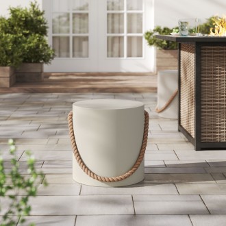 Modway Isera Indoor - Outdoor Patio Rope Concrete Side Table Stool