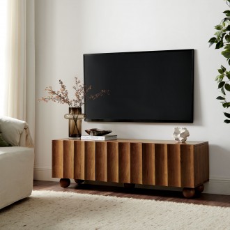 Modway Sorren Scalloped 54" Wood TV Stand Walnut