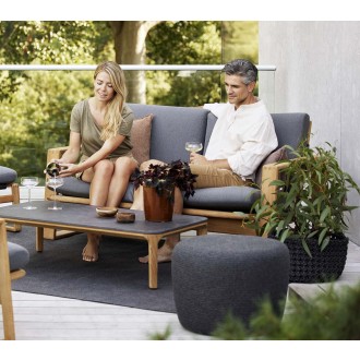 Cane-Line Endless Soft 2-Seater Sofa Incl. Grey Cane-Line Airtouch Cushion Set 