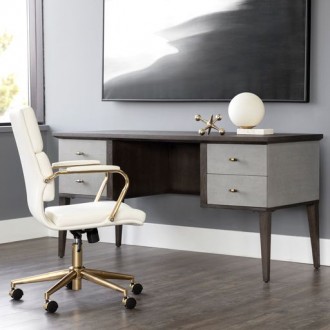Sunpan Pattinson Desk Dark Brown-Grey Shagreen - Lifestyle