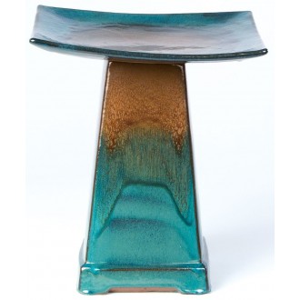 Alfresco Home Zen Bird Bath in Large Aqua - Front Angle