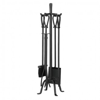 Mr. Bar-B-Q UniFlame® 5 Piece Olde World Iron Fireset with Horseshoe Handles
