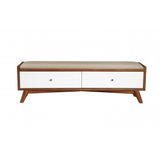 Alpine Furniture Flynn Bench, Acorn/White - Front Angle