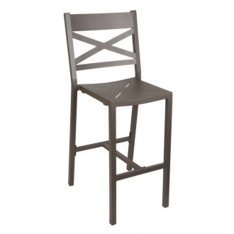 Fresco - Cross Back Barstool - Powder Coated Aluminum - Bronze