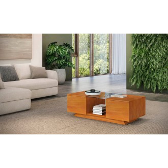 Furnitech 53" Sleek Contemporary Coffee Table in a Light Cherry Finish - Lifestyle