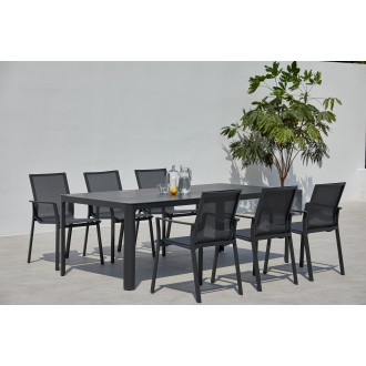 Bellini Home and Garden Waldorf 7pc Dining Set In Dark Grey Lava Frame Finish 010