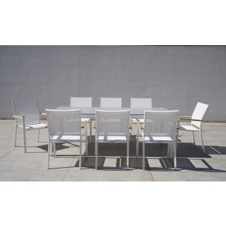 Bellini Home and Garden Terraza 9pc Dining Set with Tribeca with Ceramic Glass Table Top 