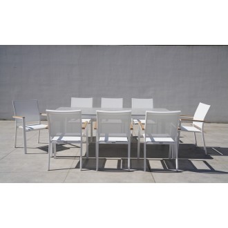 Bellini Home and Garden Terraza 9pc Dining Set with Tribeca with Ceramic Glass Table Top