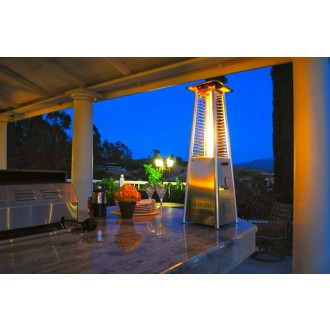 AZ Patio Heaters Glass Tube Table Top Patio Heater in Stainless Steel - Lifestyle